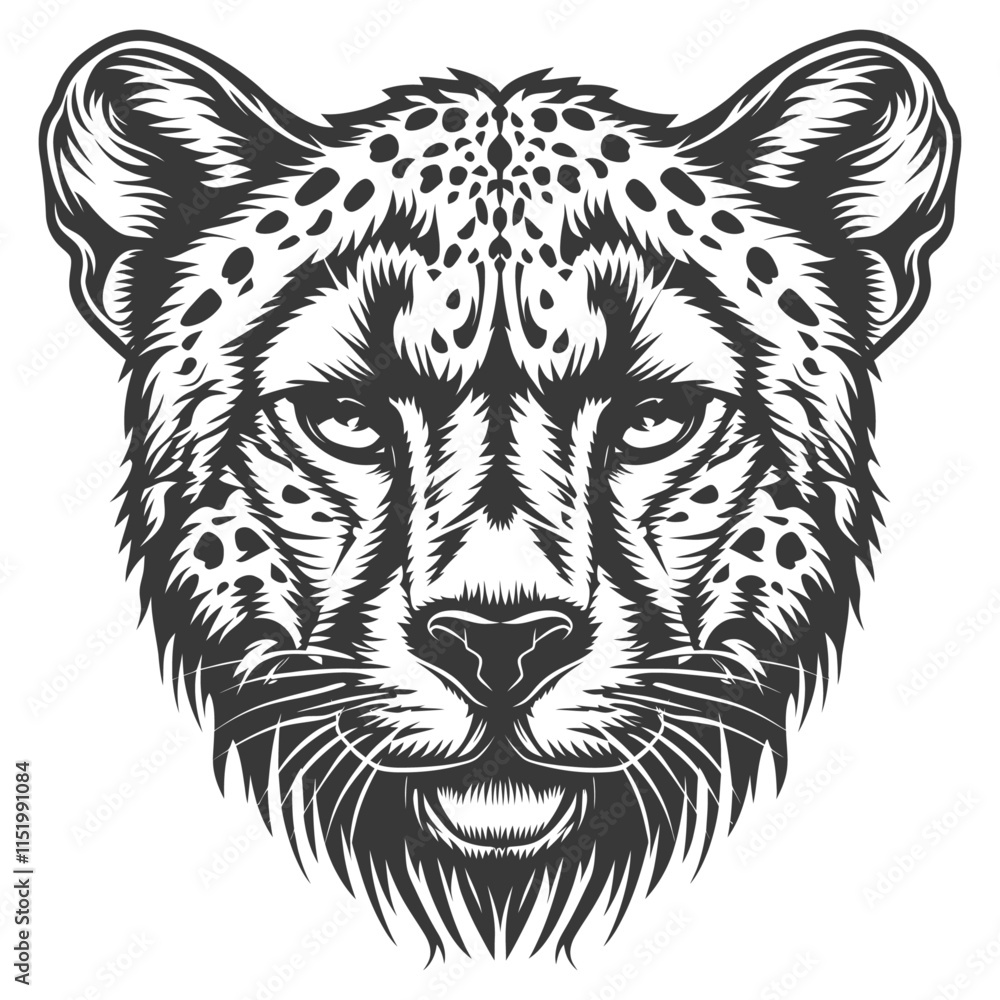 Fototapeta premium Close Up Of A Cheetahs Face In A Monochrome Illustration