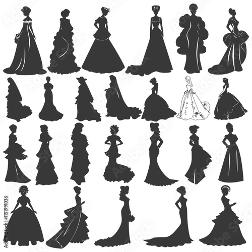 A Collection Of Bridal Gown Silhouettes In Various Styles