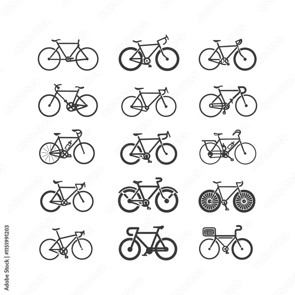 Collection Of 14 Different Bicycle Silhouettes Collection Of 14 Different Bicycle Silhouettes
