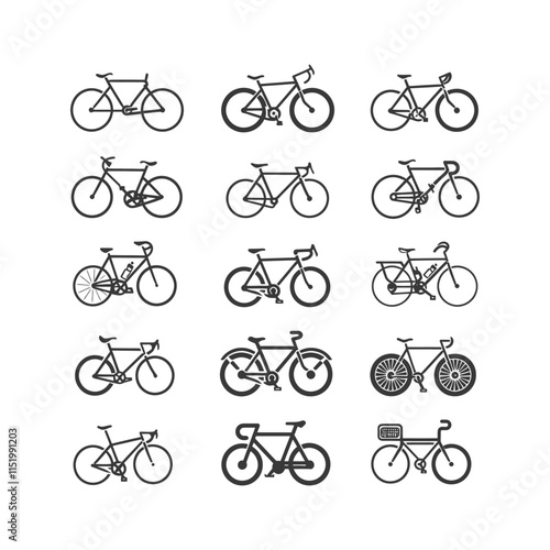 Collection Of 14 Different Bicycle Silhouettes
