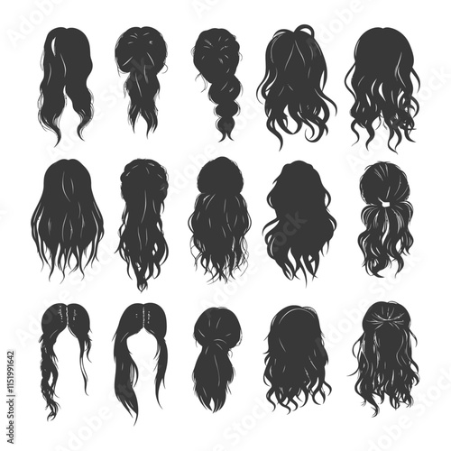 Collection Of 18 Hairstyle Silhouettes For Women