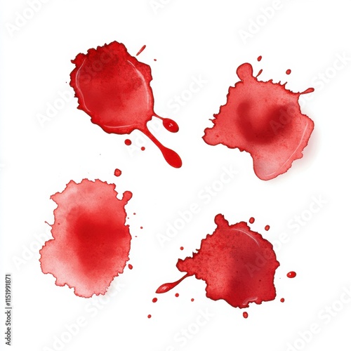 Blood stains with a cut-out effect, isolated on a transparent background, ideal for use in various design contexts. photo