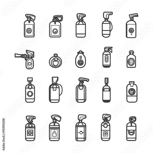 Collection Of 20 Outline Illustrations Of Air Freshener Bottles