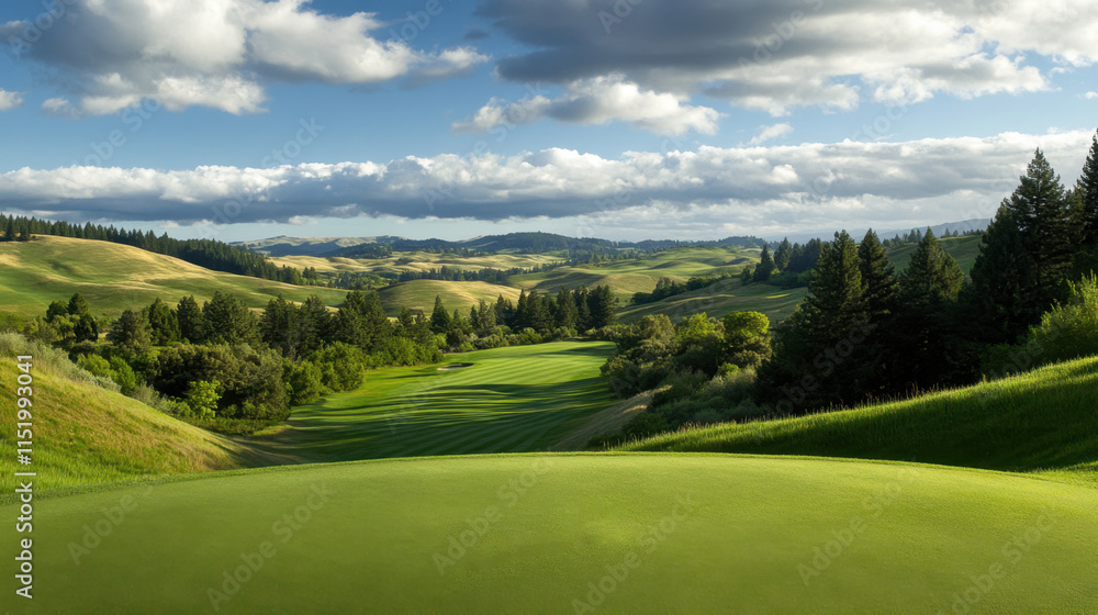 The beautiful golf course with morning sunshine. Ready to play in the first short. Sports that people around the world play during the holidays for health. The beautiful golf course with morning sunshine. Ready to play in the first short. Sports that people around the world play during the holidays for health.