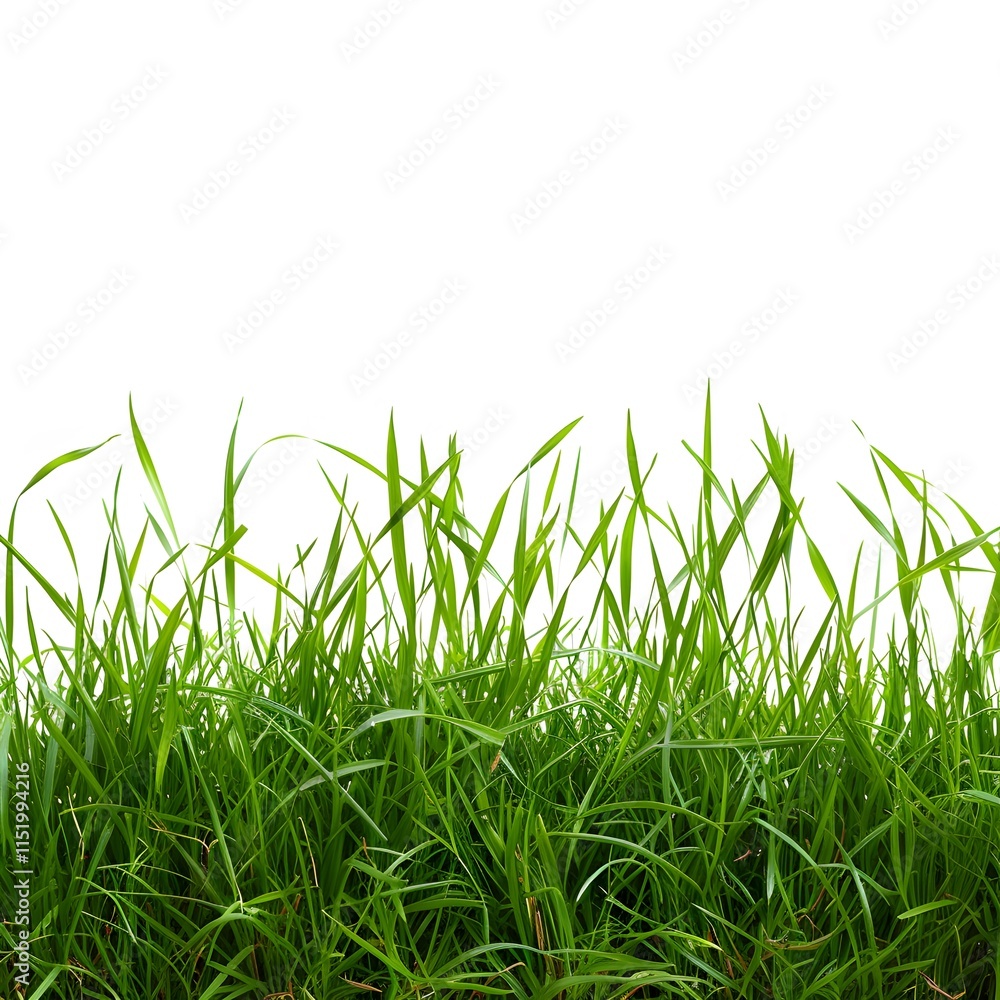 Fototapeta premium Lush Green Grass Against White Background for Natural Design Use