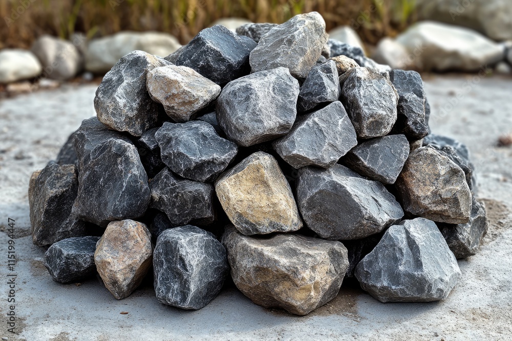 A Pile of Gray and Brown Rocks on a Concrete Surface A Pile of Gray and Brown Rocks on a Concrete Surface