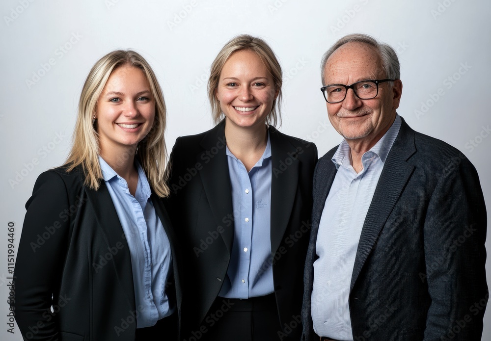 Dressed in business suits, a group of senior professionals stands against a white background, radiating professionalism and team spirit. Dressed in business suits, a group of senior professionals stands against a white background, radiating professionalism and team spirit.