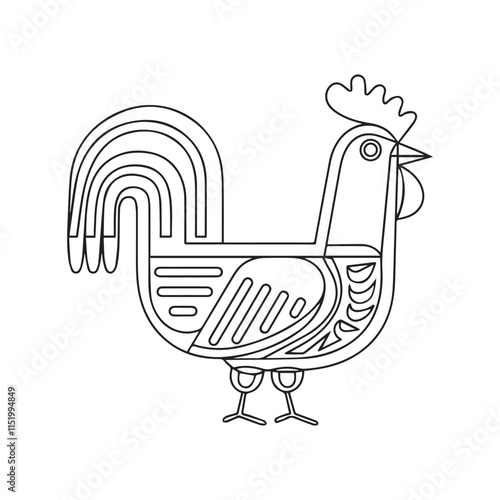 Vector continuous one line chicken illustration