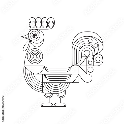 Vector continuous one line chicken illustration