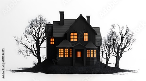 Mysterious house at dusk abandoned location artistic image dark theme photo