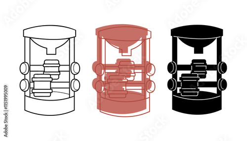 A small set with sandbox mill in different colors. Clip art for your projects.