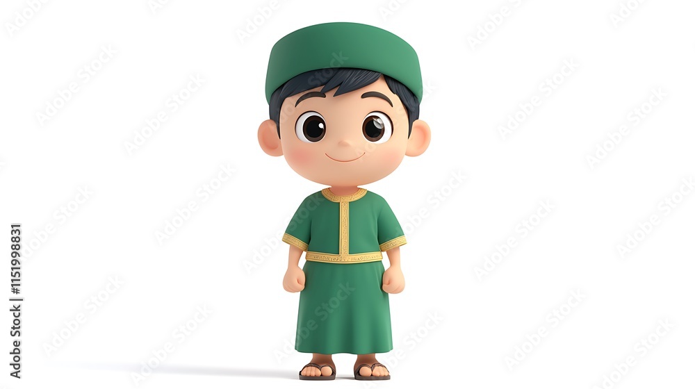 Child character in traditional attire digital art playful setting Child character in traditional attire digital art playful setting