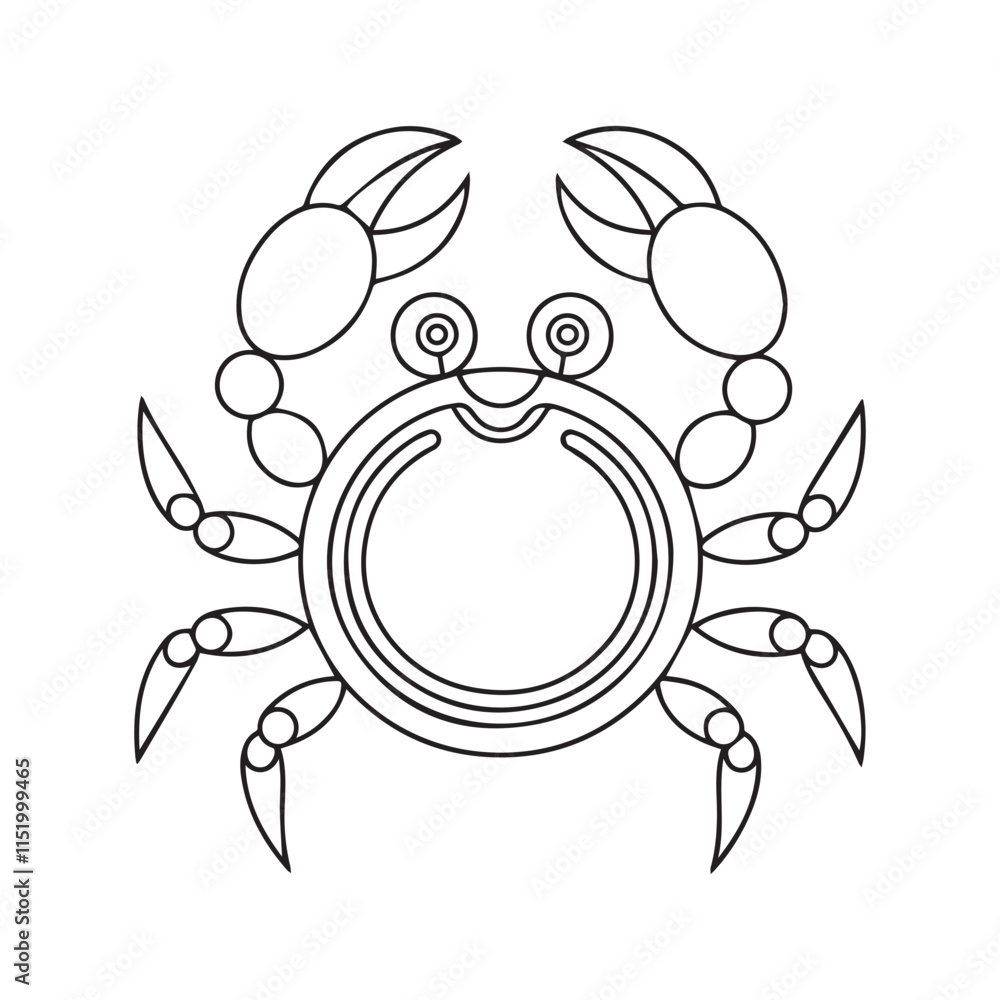 Fototapeta premium Vector illustration of Cartoon crab Coloring book