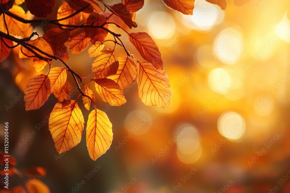 Golden Autumn Leaves Illuminated By Sunlight Golden Autumn Leaves Illuminated By Sunlight
