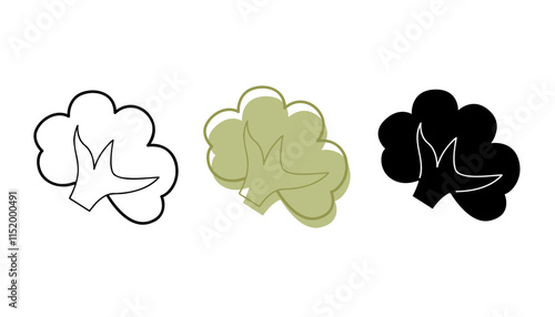 Doodle bushes in different colors. Clip art for your projects.