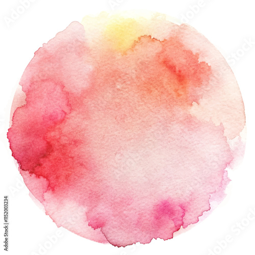 Soft pink watercolor circle with warm tones, ideal for elegant design projects and backgrounds.