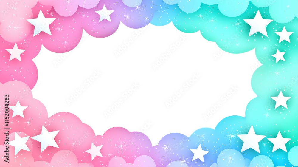 PNG Vibrant Pastel Cloud Frame with Gradient Design and Subtle Star Accents
PNG Vibrant Pastel Cloud Frame with Gradient Design and Subtle Star Accents