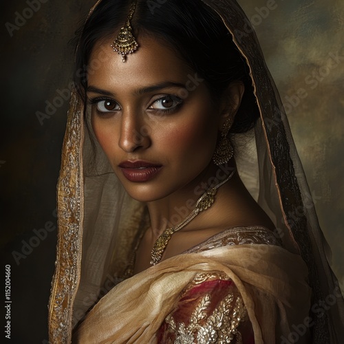 A beautiful 40-year-old Indian woman, captured in a portrait that highlights her grace and elegance. photo