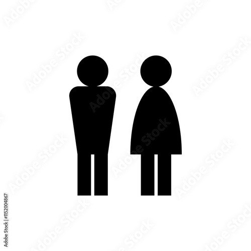 Icon and symbol with man and woman for wc or toilet. Male and female sign. Isolated vector illustration on white background.