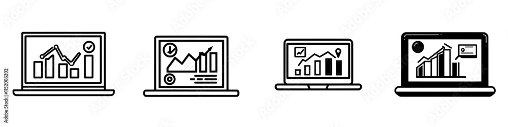 A laptop displaying an alert symbol and a bar graph, signifying the monitoring of suspicious activity.