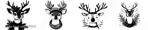 A headband with reindeer antlers, adorned with golden decorations and white ears, is attached to a green plastic band, adding festive joy to Christmas festivities.