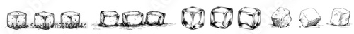 Single hand-drawn sketch of an isolated ice cube icon.