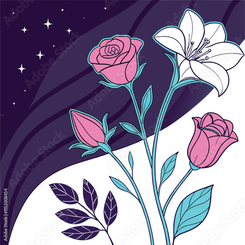 Minimalistic Floral Line Art