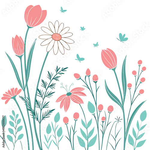 Minimalistic Floral Line Art