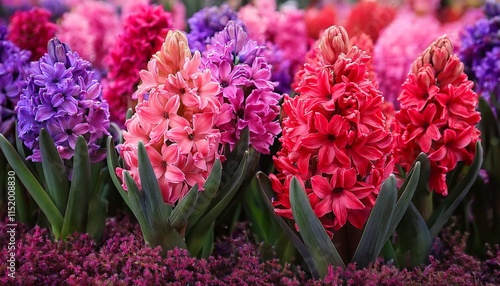 red and pink hyacinths closeup vivid spring heritage wallpaper