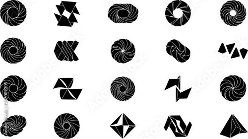 Postmodern abstract geometric graphic elements, Refraction and distortion glass effect various form, Brutalist vector shapes, trendy retro design symbols in Y2K aesthetics, vintage stickers,