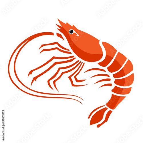 Shrimp logo, shrimp vector, shrimp cartoon, shrimp illustration on white background. Prawns