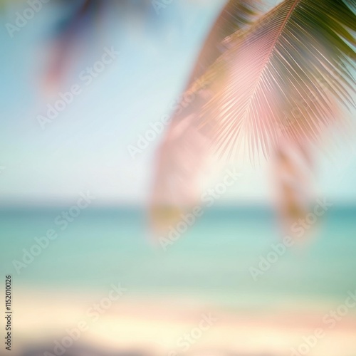 A blurred tropical beach background evoking the essence of a summer vacation. photo