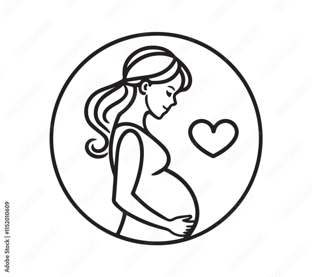 Obraz premium pregnancy line art black and white