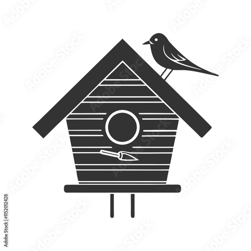 "Stylish Bird House Vector Illustration with Wooden Design"

