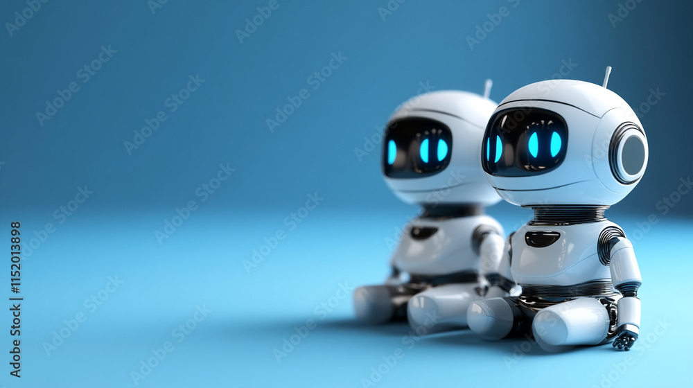 Ai assistant, chat bot on blue background. Ai assistant, chat bot on blue background.