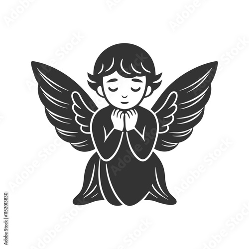 Cute Angel Character Vector Illustration with Delicate Wings

