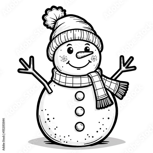  Happy Snowman Wearing Winter Hat And Scarf