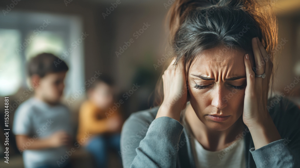 Stressed Mother Overwhelmed with Household Chaos Stressed Mother Overwhelmed with Household Chaos