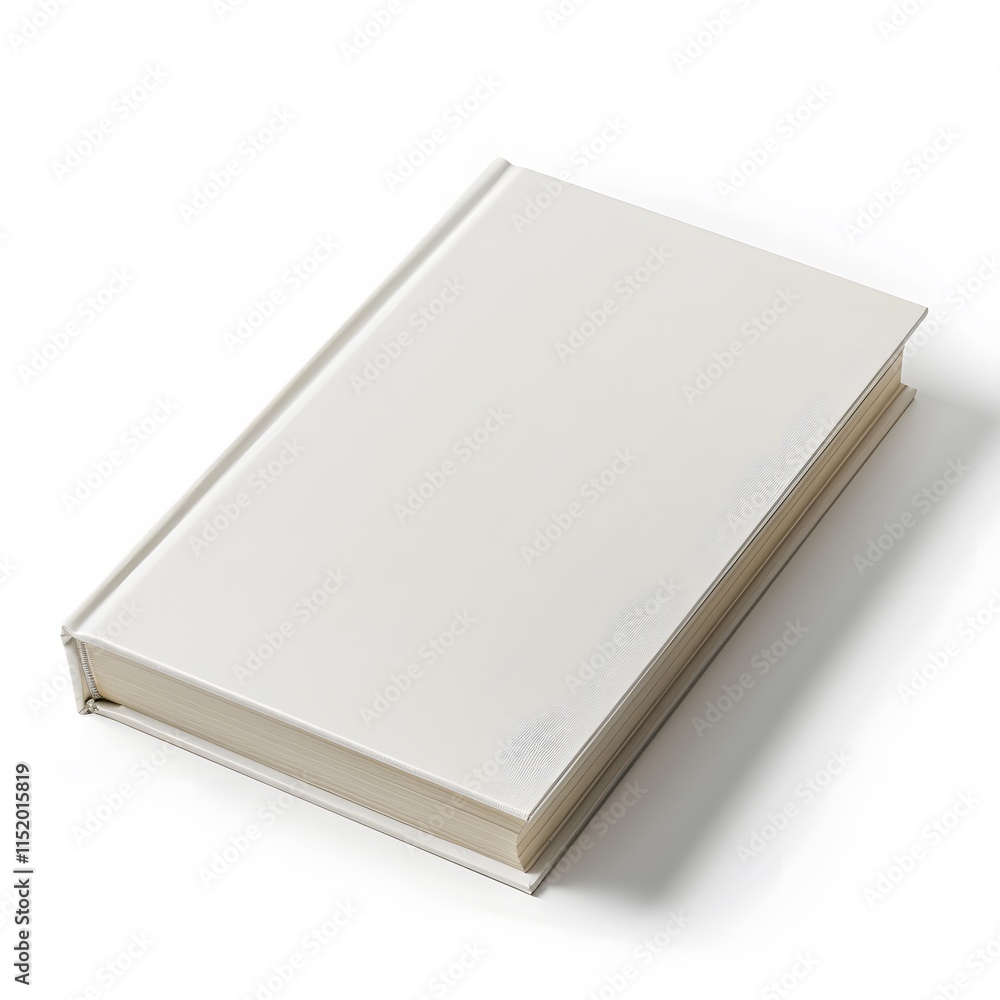 Plain White Hardcover Book on White Background for Minimalist Design Plain White Hardcover Book on White Background for Minimalist Design