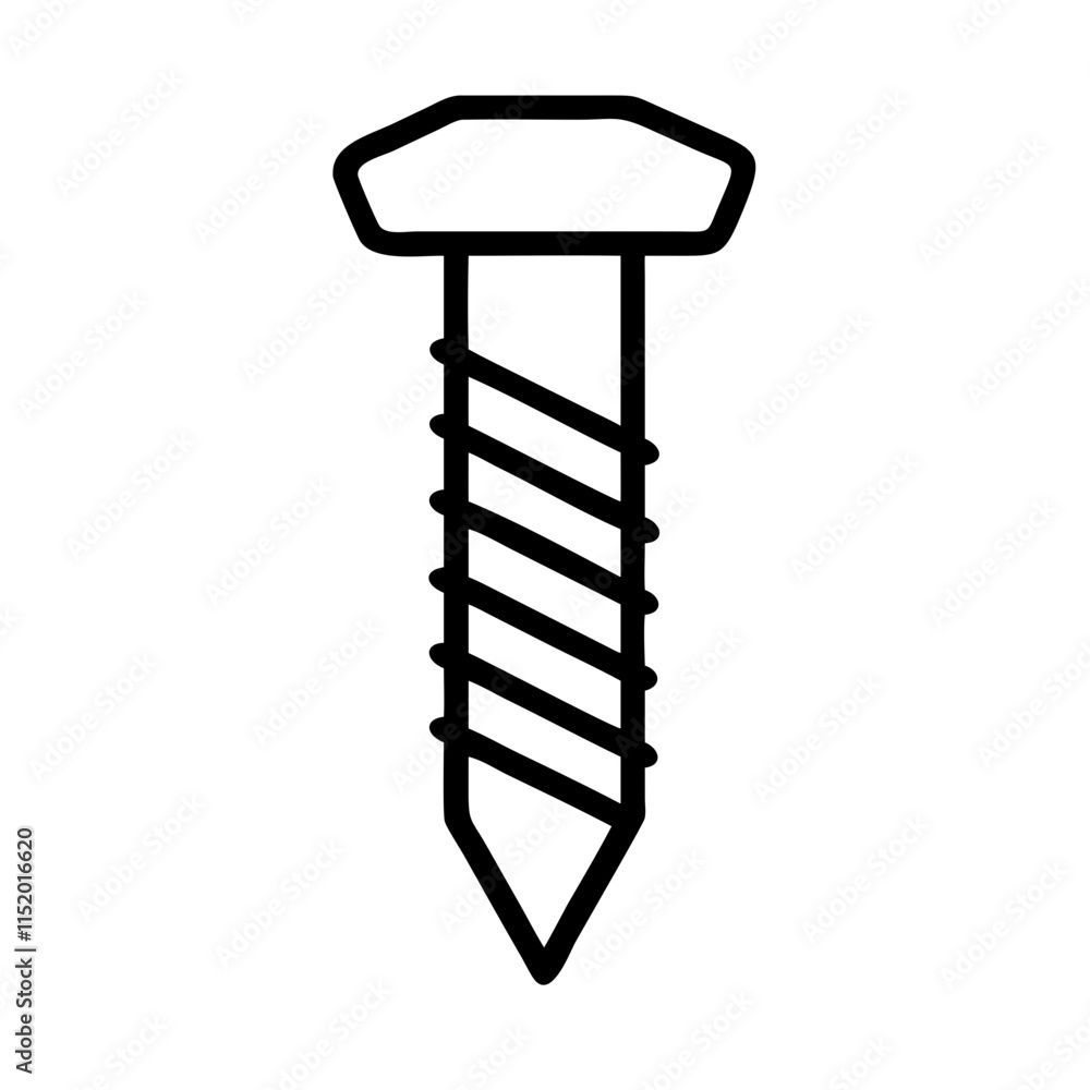 Line icon of a screw, minimalistic design Line icon of a screw, minimalistic design