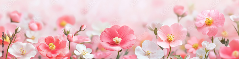 Obraz premium Abstract Pink Poppies in a Dreamy Pastel Setting for Elegant Banner