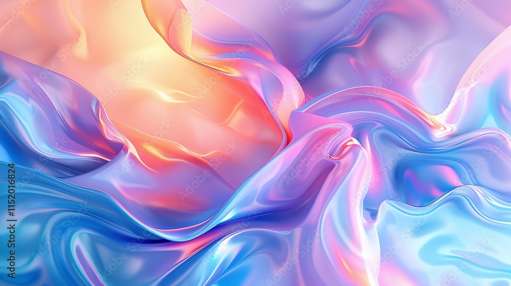 Obraz premium Abstract soft pastel waves blend in dreamy, flowing motion with gentle color transitions.