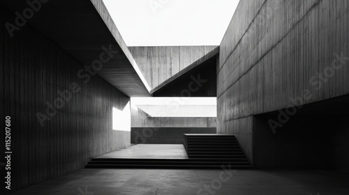 A large, empty room with a concrete ceiling and walls photo