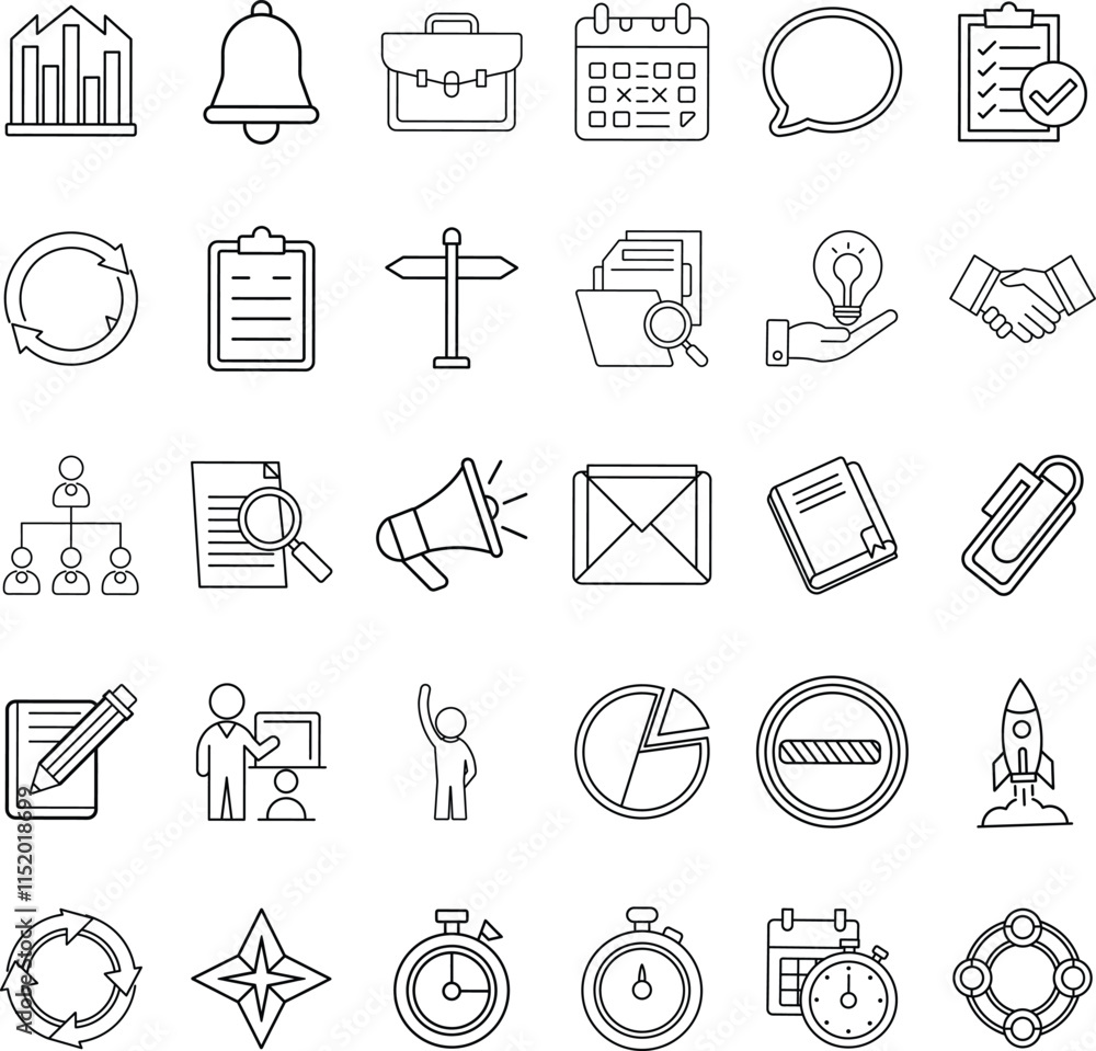 Project Management Icons Planning, Scheduling, Teamwork, and Success Project Management Icons Planning, Scheduling, Teamwork, and Success