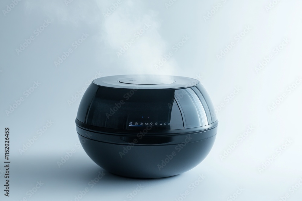 A sleek black aroma diffuser emits a gentle mist in a calm setting. Perfect for promoting relaxation and enhancing ambience. Create your sanctuary. Generative AI A sleek black aroma diffuser emits a gentle mist in a calm setting. Perfect for promoting relaxation and enhancing ambience. Create your sanctuary. Generative AI