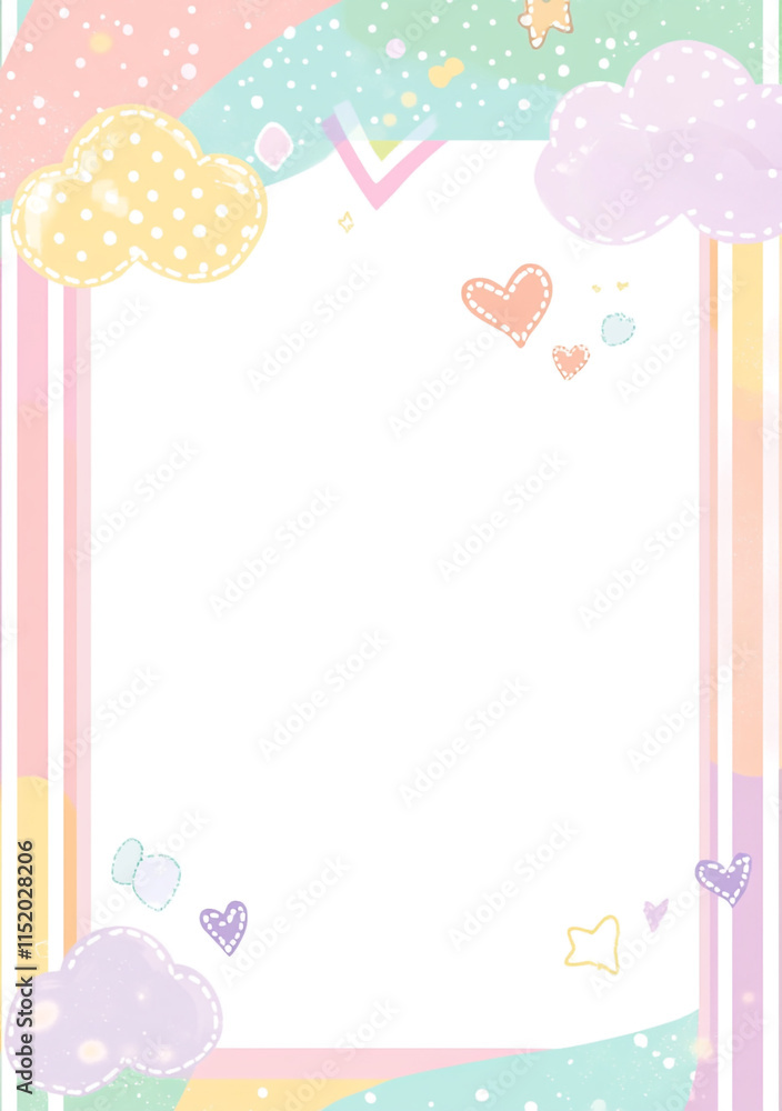 A frame with cartoon characters and hearts illustration. A frame with cartoon characters and hearts illustration.