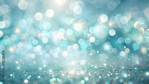 Light Gray Background with Aquamarine and White Bokeh Spots. Perfect for: Winter Themes, Corporate Branding, Modern Designs