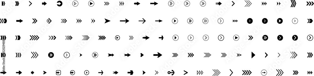 Arrow icon . Mega set of vector arrows. Sideways set. Design elements for your web, app, presentations, etc. Striped direction. Vector illustration. Arrow icon . Mega set of vector arrows. Sideways set. Design elements for your web, app, presentations, etc. Striped direction. Vector illustration.