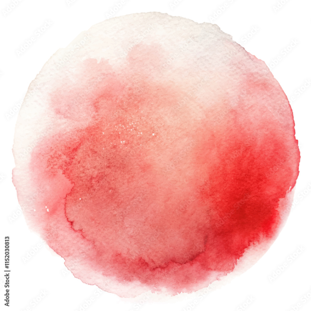 Fototapeta premium Bold red watercolor circle with soft edges, ideal for striking backgrounds and artistic designs.