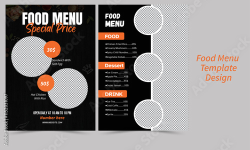 Restaurant menu & cafe flyer design template, Fast food restaurant menu template